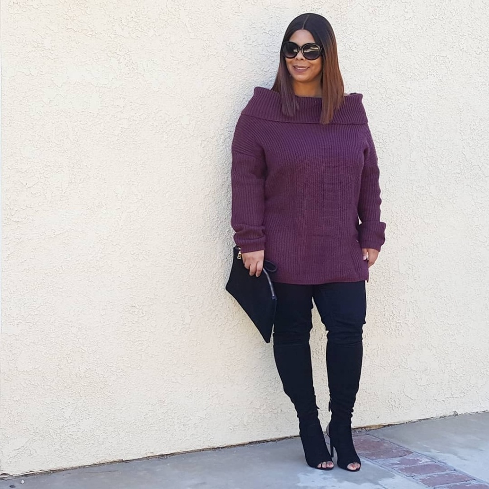 LONG SLEEVE NECK SWEATER TOP